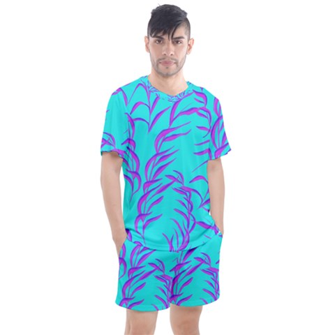 Branches Leaves Colors Summer Men s Mesh Tee And Shorts Set by Simbadda