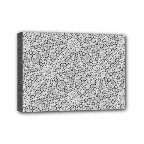 Geometric Grey Print Pattern Mini Canvas 7  X 5  (stretched)