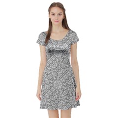 Geometric Grey Print Pattern Short Sleeve Skater Dress