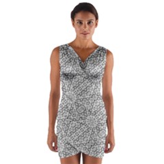 Geometric Grey Print Pattern Wrap Front Bodycon Dress by dflcprints