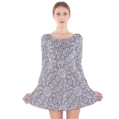 Geometric Grey Print Pattern Long Sleeve Velvet Skater Dress