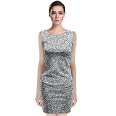 Geometric Grey Print Pattern Classic Sleeveless Midi Dress