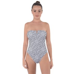 Geometric Grey Print Pattern Tie Back One Piece Swimsuit