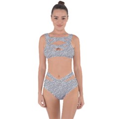 Geometric Grey Print Pattern Bandaged Up Bikini Set 