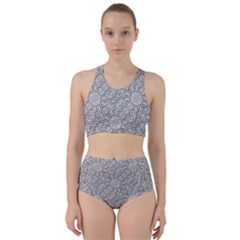 Geometric Grey Print Pattern Racer Back Bikini Set