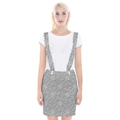 Geometric Grey Print Pattern Braces Suspender Skirt