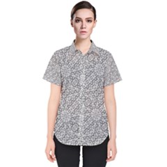 Geometric Grey Print Pattern Women s Short Sleeve Shirt