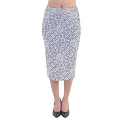 Geometric Grey Print Pattern Velvet Midi Pencil Skirt by dflcprints