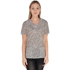 Geometric Grey Print Pattern Women s V-neck Scrub Top by dflcprints