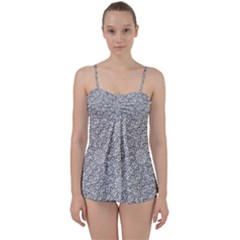 Geometric Grey Print Pattern Babydoll Tankini Set by dflcprints