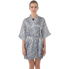 Geometric Grey Print Pattern Quarter Sleeve Kimono Robe