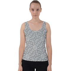 Geometric Grey Print Pattern Velvet Tank Top by dflcprints