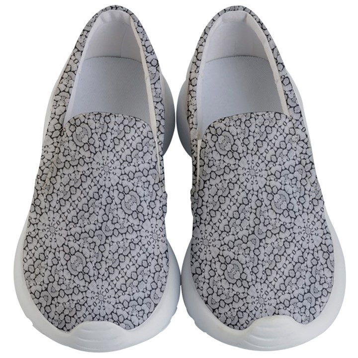 Geometric Grey Print Pattern Kid s Lightweight Slip Ons