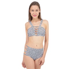 Geometric Grey Print Pattern Cage Up Bikini Set by dflcprints