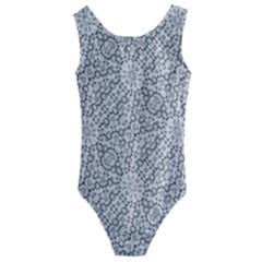 Geometric Grey Print Pattern Kids  Cut-out Back One Piece Swimsuit