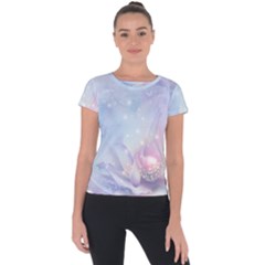 Wonderful Floral Design With Butterflies Short Sleeve Sports Top  by FantasyWorld7