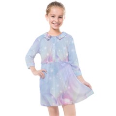 Wonderful Floral Design With Butterflies Kids  Quarter Sleeve Shirt Dress by FantasyWorld7