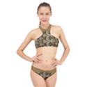 Diamond seamless lace brown and gold By FlipStylez Designs High Neck Bikini Set View1