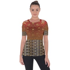 Red Blend Three Colors Pattern By Flipstylez Designs Shoulder Cut Out Short Sleeve Top by flipstylezfashionsLLC