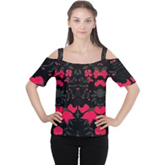 Pink Floral Pattern By Flipstylez Designs Cutout Shoulder Tee