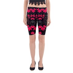 Pink Floral Pattern By Flipstylez Designs Yoga Cropped Leggings