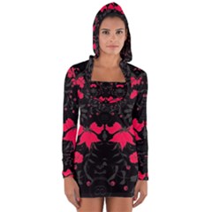 Pink Floral Pattern By Flipstylez Designs Long Sleeve Hooded T-shirt