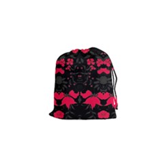 Pink Floral Pattern By Flipstylez Designs Drawstring Pouch (xs) by flipstylezfashionsLLC