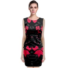 Pink Floral Pattern By Flipstylez Designs Sleeveless Velvet Midi Dress