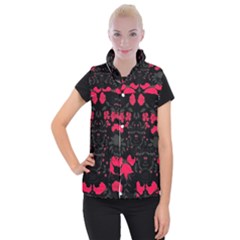 Pink Floral Pattern By Flipstylez Designs Women s Button Up Vest