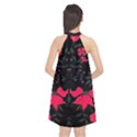 Pink floral pattern By FlipStylez Designs Halter Neckline Chiffon Dress  View2