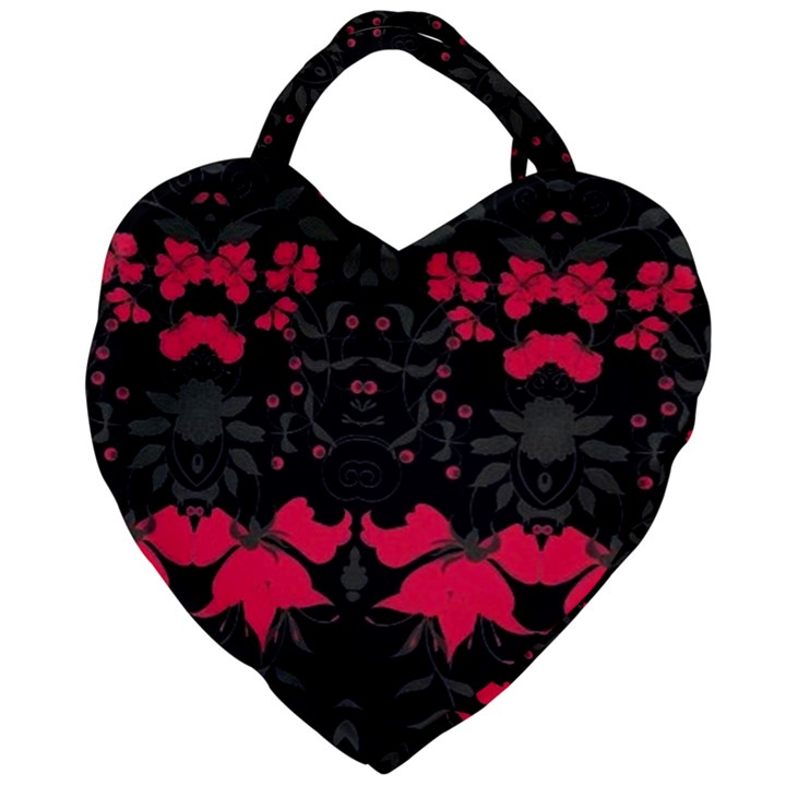 Pink floral pattern By FlipStylez Designs Giant Heart Shaped Tote