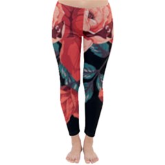 Bed Of Bright Red Roses By Flipstylez Designs Classic Winter Leggings by flipstylezfashionsLLC