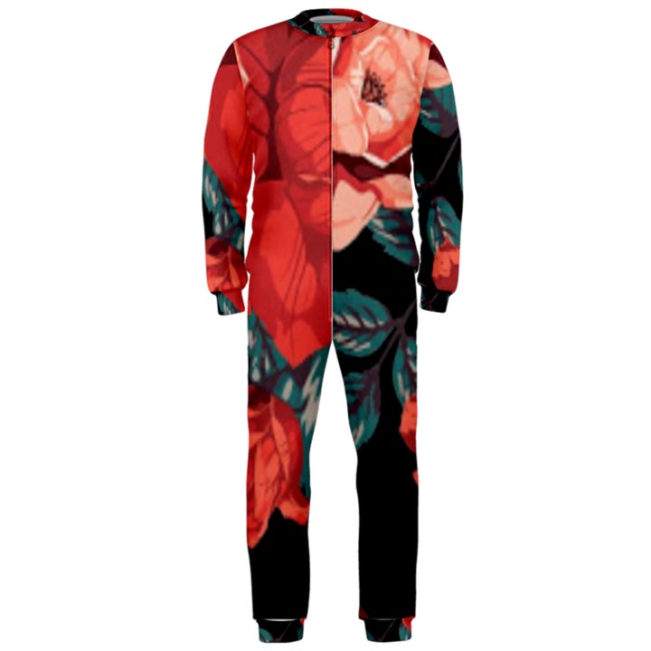 Bed of Bright Red Roses By FlipStylez Designs OnePiece Jumpsuit (Men) 