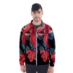 Bed Of Bright Red Roses By Flipstylez Designs Windbreaker (men) by flipstylezfashionsLLC