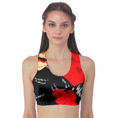 Bright Red Roses By Flipstylez Designs Sports Bra