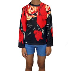 Bright red Roses By FlipStylez Designs Kids  Long Sleeve Swimwear