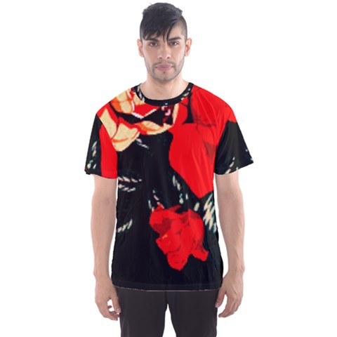 Bright Red Roses By Flipstylez Designs Men s Sports Mesh Tee by flipstylezfashionsLLC