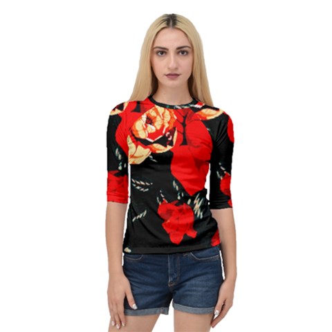 Bright Red Roses By Flipstylez Designs Quarter Sleeve Raglan Tee by flipstylezfashionsLLC