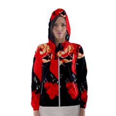 Bright Red Roses By Flipstylez Designs Hooded Windbreaker (women)