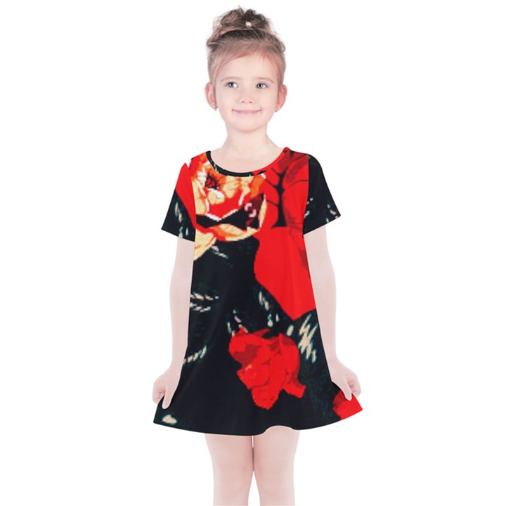 Bright red Roses By FlipStylez Designs Kids  Simple Cotton Dress