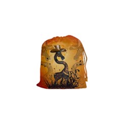 Funny Steampunk Giraffe With Hat Drawstring Pouch (xs) by FantasyWorld7