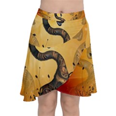 Funny Steampunk Giraffe With Hat Chiffon Wrap Front Skirt by FantasyWorld7