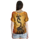 Funny Steampunk Giraffe With Hat V-Neck Flutter Sleeve Top View2