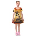 Funny Steampunk Giraffe With Hat Kids  Short Sleeve Velvet Dress View1