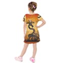 Funny Steampunk Giraffe With Hat Kids  Short Sleeve Velvet Dress View2