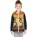 Funny Steampunk Giraffe With Hat Kid s Hooded Puffer Vest View1