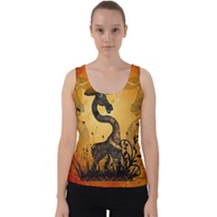 Funny Steampunk Giraffe With Hat Velvet Tank Top by FantasyWorld7