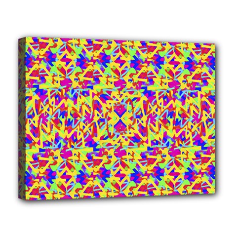 Multicolored Linear Pattern Design Canvas 14  X 11  (stretched) by dflcprints