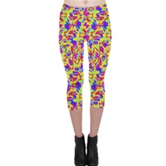 Multicolored Linear Pattern Design Capri Leggings  by dflcprints