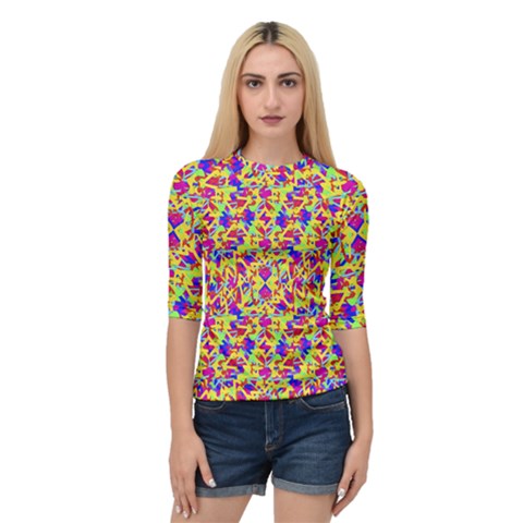 Multicolored Linear Pattern Design Quarter Sleeve Raglan Tee by dflcprints